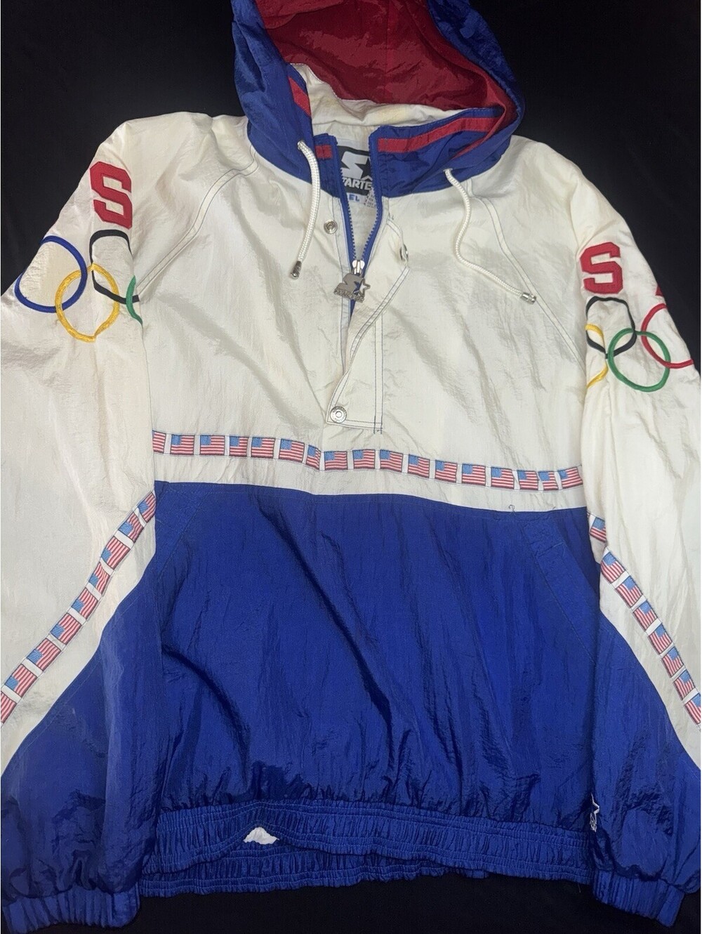 Vintage Starter Atlanta 1996 USA Olympic Games Hooded Pullover Windbreaker XL